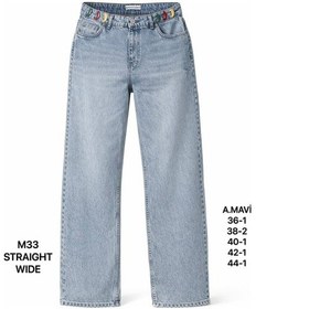 Resim Miss Poem Kadın Açık Mavi Straight Wide Paça Jean Pantolon 