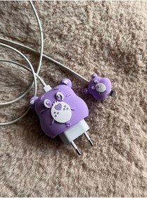 Resim BURDEM Iphone Type-c Sevimli Figür Darbe Önleyici Şarj Başlığı Ve Kablo Koruyucu 2’li Set En 