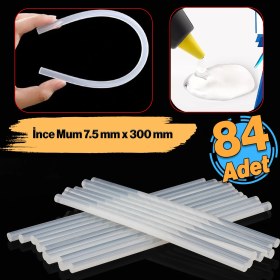 Resim Ince Mum Silikon 7.5 mm Uzunluk 30 cm Çubuk Sıcak Silikon Hobi Eşya Maket Yapıştırma Slikon 84 Adet 