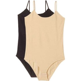 Resim 2 Adet İp Askılı Kadın Çıtçıtlı Body Siyah Ve Ten Çok Renkli 