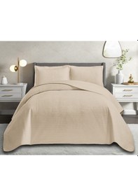 Resim Yeni Nesil Nubuk Yaz - Kış Modern Lüks Yatak Örtüsü, Pollen ,çapa , Çift Kişilik Bej 