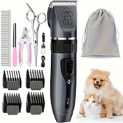 Resim KAHL Pet Bakım Seti - Düşük Gürültülü, Şarj Edilebilir Kablosuz Elektrikli Trimer ve Makas Seti, Seramik Jilet ile, Köpekler ve Kediler için İdeal, USB Şarj Kablosu ve Temizlik Fırçası Dahil, Profesyonel Bakım Seti Kullanımı, En İyi Noel Hediyesi, Pet Bakım Malzemeleri 