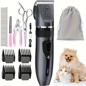 Resim KAHL Pet Bakım Seti - Düşük Gürültülü, Şarj Edilebilir Kablosuz Elektrikli Trimer ve Makas Seti, Seramik Jilet ile, Köpekler ve Kediler için İdeal, USB Şarj Kablosu ve Temizlik Fırçası Dahil, Profesyonel Bakım Seti Kullanımı, En İyi Noel Hediyesi, Pet Bakım Malzemeleri 