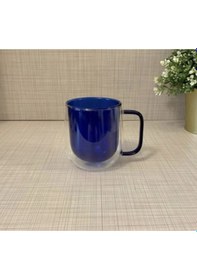 Resim Periboia Çift Cidarlı Cam Kupa Lacivert Renk Çok Renkli 