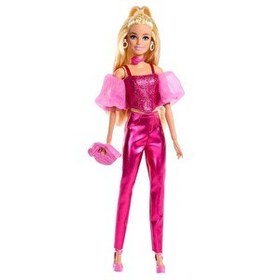 Resim Barbie Deluxe Style Metalik Pembe Kıyafetli Bebek JFP40 