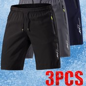 Resim 3 Adet Erkekler İçin Buzlu Sliky Fiber Kumaş Spor Şort, Yumuşak ve Rahat Kumaşlı, Yazlık Giysiler için Mükemmel, Trend Stil, Festival Seyahati için İdeal, Şık ve Yakışıklı Görünüm 