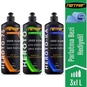 Resim Netfer 3'lü Çizik Giderici Pasta Set - 3x1 L 