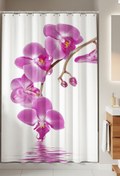 Resim Tropikhome Orkide Çiçek Desenli Dijital Baskılı Solma Yapmaz Su Geçirmez Polyester Kumaş Banyo Perdesi 
