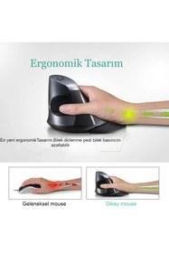 Resim Delux M618GX Avuç Içi Ergonomik Dikey 6 Tuşlu Kablosuz Optik Mouse Kauçuk Koruyucu Kabuk Fare 