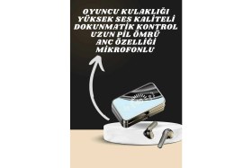 Resim TKÇ Aynalı Bluetooth Kulaklık ve 7 Kordonlu Akıllı Saat Dijital Göstergeli Uzun Pil Ömrü 