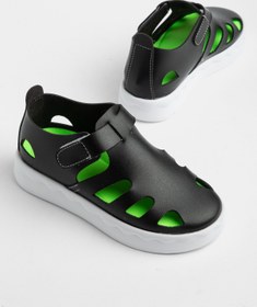 Resim Tonny Black Çocuk Unisex Siyah Hafif Tabanlı Rahat Cırtlı Sandalet 