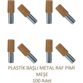 Resim Adilon Plastik Metal Başlı Raf Pimi Meşe 100 Adet 
