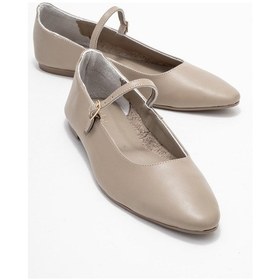 Resim Lunaıre Vizon Hakiki Deri Tek Bantlı Sivri Burun Kadın Babet Ayakkabı Vizon 