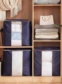 Resim 3 Adet Pencereli Lacivert Yastık Yorgan Kazak Hurcu / 50X50X36 