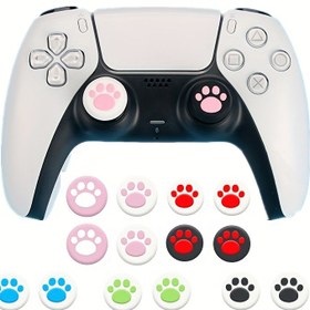 Resim 4 adet Gamepad Kılıfı Kedi Pençesi Kapakları PS4 / PS5 /xbox Gamepad için Aksesuarlar Joystick Kapakları Thumbstick Grip Kabukları için Silikon Kapak 