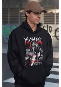 Resim Sevbano Efsane Michael Jackson The King Baskılı Unisex Oversize Şarkıcı H Siyah 