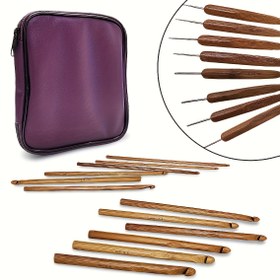 Resim 20 Adet Bambu Tığ İşi Tığı, Ergonomik Saplı, Konforlu Tutuş İçin - Kazak, Atkı, Ayakkabı ve Çanta Örmek İçin Mükemmel - Tüm Yıl Boyunca El İşi Seti, İplik Tığ İşi Aletleri ve Hem Yeni Başlayanlar Hem de Profesyoneller İçin Ahşap Saplı Dikiş Seti 