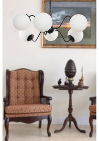 Resim Begüsa Karmen 6 Lı Siyah Beyaz Glob Camlı Avize Siyah - Beyaz 