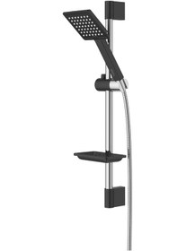 Resim Diamond Colour Serisi Frame Siyah Krom Sürgülü Duş Seti Kare 