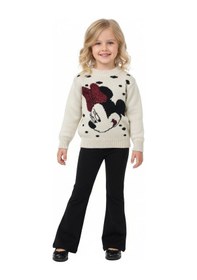 Resim Minnie Kız Çocuk Kazak Kahverengi 