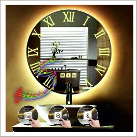Resim Dnr-MirrorDnr-Mirror 70 cm Günışığı Ledli Tasarım Kumlamalı Dokunmatik Bluetoothlu Buğu Önleyicili Makyaj Banyo Aynası 