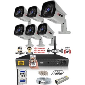 Resim Ids 6 Kameralı 5mp Sony Lensli 1080P Fullhd Güvenlik Kamerası Sistemi - Cepten Izle - 500DIŞ 