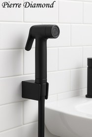 Resim tesitay Taharet Matik Wc Matik Siyah Renk Diamond Taharet Spirali 120 Cm Tabancalı Mafsallı Tuvalet Matik 