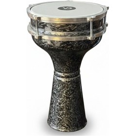 Resim Vatan Yüzüklü Darbuka Gri Kırçıllı Desenli 