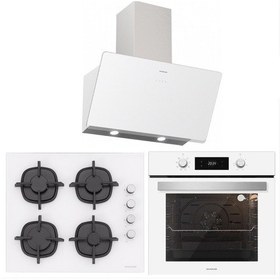 Resim Silverline BO6504W01 - CS5343W01 - 3457 Soho 60 Beyaz Cam Ankastre Set 