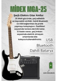 Resim Midex Rph-30wb-25amp Gül Klavye Sss 25w Amfili Elektro Gitar Seti 