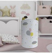 Resim Mekta Home Bebek Ve Çocuk Odası Üç Renkli Balon Desenli Oyuncak Sepeti Beyaz 