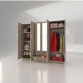 Resim Kenzlife gardırop 6 kapılı çekmeceli begonvil210 crd aynalı kapaklı gardolap dolap 