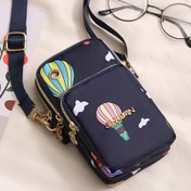 Resim Ayarlanabilir Askılı Çapraz Telefon Çantası - Siyah Mini Askılı Çanta, Renkli Hot Air Balon ve Bulut Tasarımı, Kadınlar ve Erkekler için Rahat Gündelik Çanta, Güvenli Fermuar Kapatma, Polyester Astar, Açık Hava Aktiviteleri için Mükemmel, Rahat Aksesuar | Eğlenceli Tasarım | Ayarlanabilir Askılı Çanta 