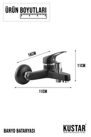 Resim KUSTAR Siyah Mix Banyo Duş Bataryası Aç Kapa Çift Girişli Garantili 