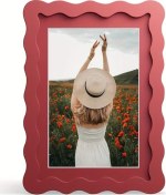 Resim Gaojunshop01 Kırmızı 5x7 İnç Dalgalı Duvar Ve Masaüstü Fotoğraf Çerçevesi Modern Dekor 