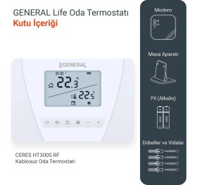 Resim General Life Ceres HT300S Rf Kablosuz Günlük ve Haftalık Programlanabilir Oda Termostatı 