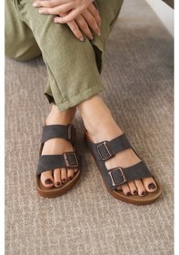 Resim Arizona Günlük Ortopedik Unisex Tokalı Terlik Kahverengi 