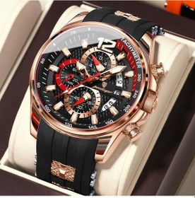 Resim Fochsia Poedagagr Erkek Ve Kadın Kırmızı Siyah Kronograf Spor Saati 3atm Suya Dayanıklı 898 Rose Black Diğer 