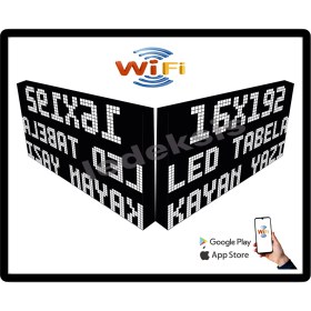 Resim Ledeksis LED Tabela 16 x 192 cm Çift Taraflı Beyaz Kayan Yazı Wifi (Telefondan Yazı Değiştirme) 