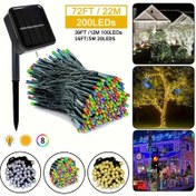 Resim 1 adet 20/100/200 LED Güneş Enerjili Düğme Işıkları Açık Hava İçin, Su Geçirmez IP54, Yeşil Kablo Güneş Noel Işıkları, 8 Modlu Çılgın Işıklar Sahne Aydınlatması, Noel Ağacı, Bahçe, Düğün Dekorasyonu, Açık Hava Kamp Işıkları İçin Uygun 