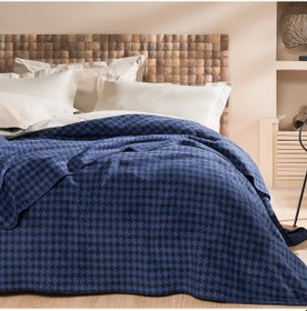 Resim Yataş Bedding Sandro Çift Kişilik Pamuk Battaniye - Mavi 