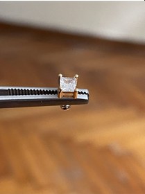 Resim 316 L Cerrahi Çelik Dudak Kıkırdak Helix Tragus Piercingi Tek Taş Detaylı Piercing Gold 