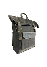 Resim Old Cotton Cargo Kanvas Deri Su Geçirmez Design Unisex Gezi Okul Seyahat Kamp Sırt Çantası Siyah 