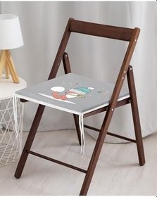 Resim RealHomes Gri Zeminde Sevimli Tilki Desenli Modern Fermuarlı Sandalye Minderi 