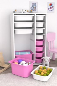 Resim Rine 14 Sepetli Çok Amaçlı Oyuncak Dolabı Pembe Beyaz 2D4K8U 