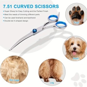 Resim Premium Pet Bakım Makas Seti - Güvenlik Yuvarlak Uç, Köpekler ve Kediler İçin Paslanmaz Çelik Makaslar 