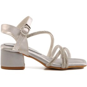 Resim Gümüş Taşlı Kız Çocuk Sandalet 21 P Gümüş 