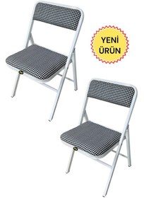 Resim Hey 2'li Katlanır Kamp Sandalyesi Piknik Sandalye Kazayağı Beyaz Beyaz - Siyah 