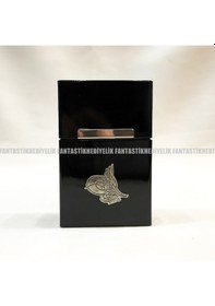 Resim Osmanlı Tuğra Mıknatıs Kapak Alüminyum Sigara Tutun Kutu Tabaka 