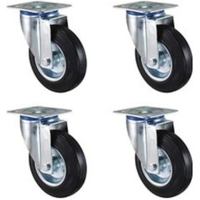 Resim Kauçuk Dolgu Lastik Sanayi Tekeri 4'lü Döner Tekerlek -100 Mm Çap 